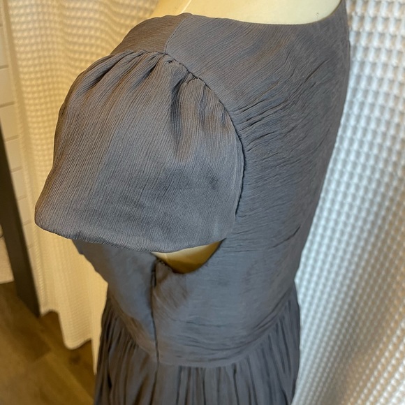 Like New. 100% Silk Ruched Chiffon Dress. Deep Taupe Size 8 Mirabelle - Picture 7 of 16